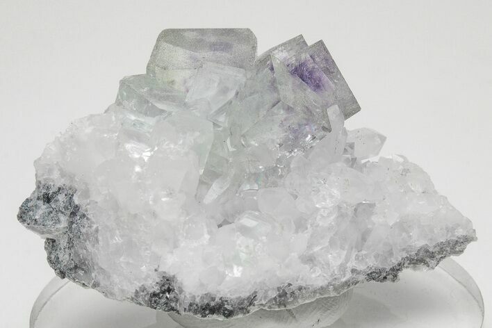 Purple & Green Cubic Fluorite Cluster with Quartz - China #205612